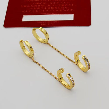 [Okajuri Jewelry] LOVE 3.0MM HALF DIAMOND EARRINGS
