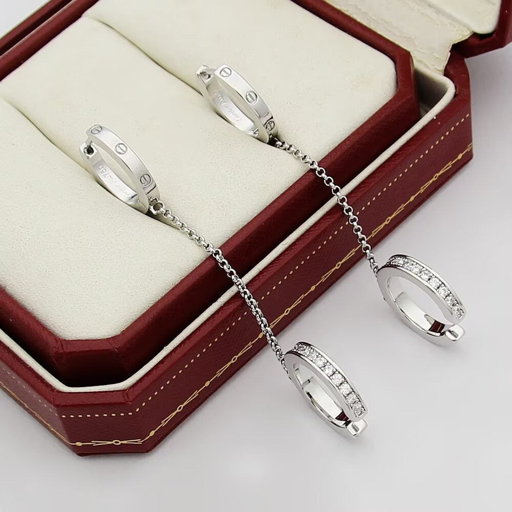 [Okajuri Jewelry] LOVE 3.0MM HALF DIAMOND EARRINGS
