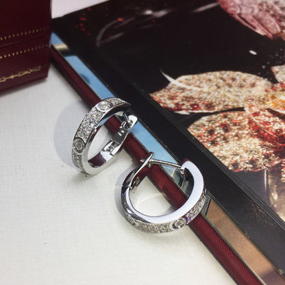 [Okajuri Jewelry] LOVE 5.5MM DIAMOND PAVED EARRINGS