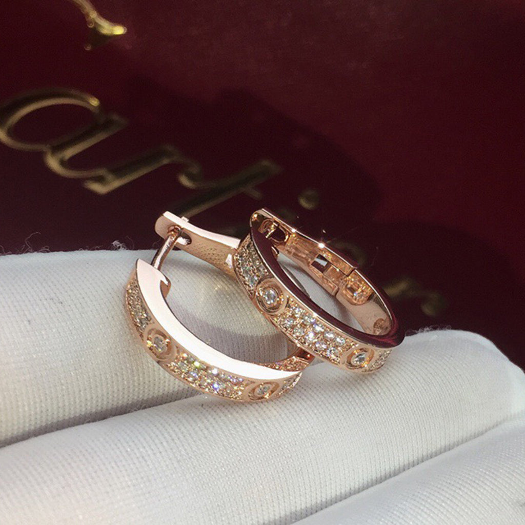 [Okajuri Jewelry] LOVE 5.5MM DIAMOND PAVED EARRINGS