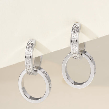 [Okajuri Jewelry] LOVE 3.3MM DANGLE HALF DIAMOND EARRINGS