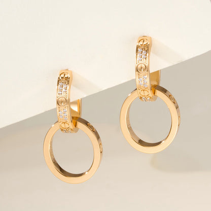 [Okajuri Jewelry] LOVE 3.3MM DANGLE HALF DIAMOND EARRINGS