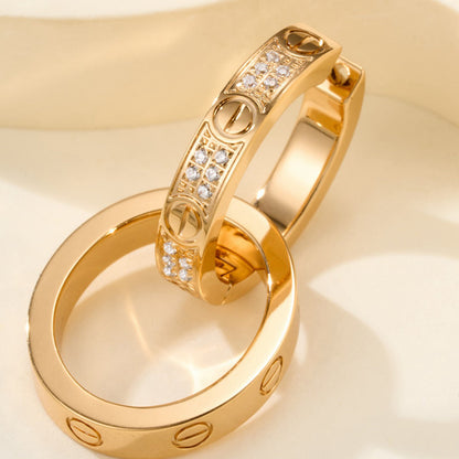 [Okajuri Jewelry] LOVE 3.3MM DANGLE HALF DIAMOND EARRINGS