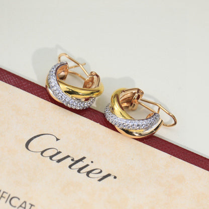 [Okajuri Jewelry] TRINITY HALF DIAMOND  CLASSIC EARRINGS
