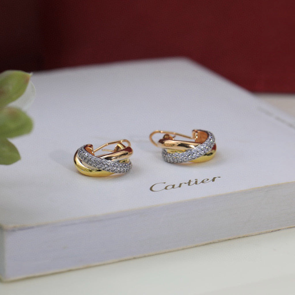 [Okajuri Jewelry] TRINITY HALF DIAMOND  CLASSIC EARRINGS