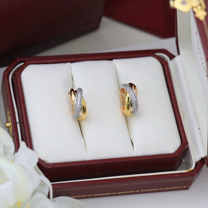 [Okajuri Jewelry] TRINITY HALF DIAMOND  CLASSIC EARRINGS