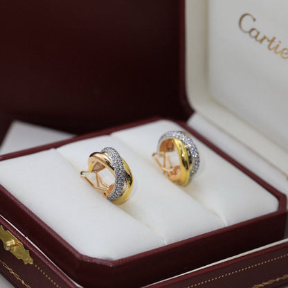 [Okajuri Jewelry] TRINITY HALF DIAMOND  CLASSIC EARRINGS