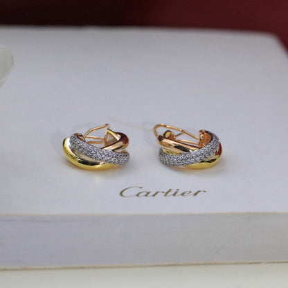 [Okajuri Jewelry] TRINITY HALF DIAMOND  CLASSIC EARRINGS