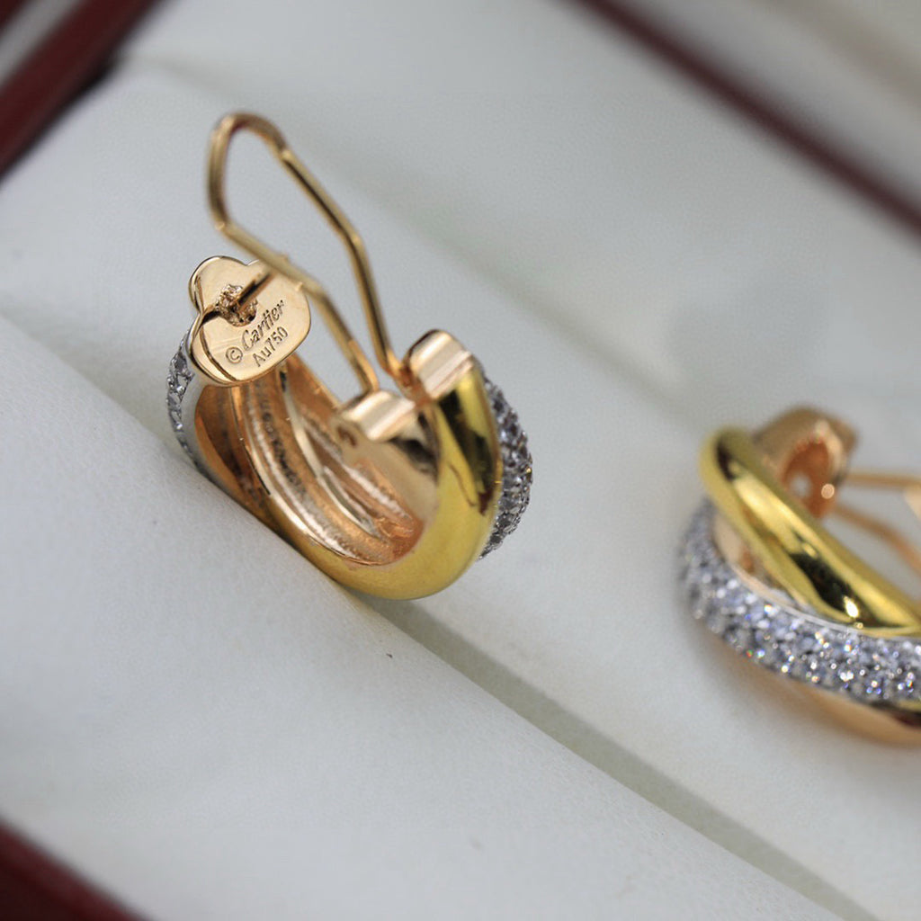 [Okajuri Jewelry] TRINITY HALF DIAMOND  CLASSIC EARRINGS