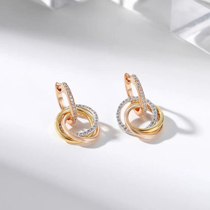 [Okajuri Jewelry] TRINITY HALF DIAMOND  EARRINGS