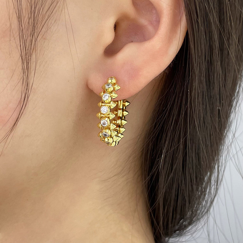 [Okajuri Jewelry] CLASH FULL DIAMOND MEDIUM EARRINGS