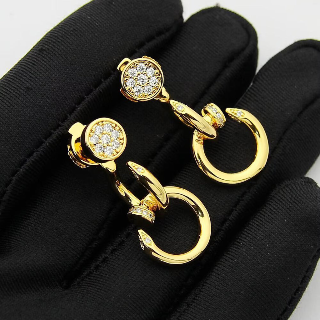 [Okajuri Jewelry] JUSTE HALF DIAMOND DOUBLE EARRINGS