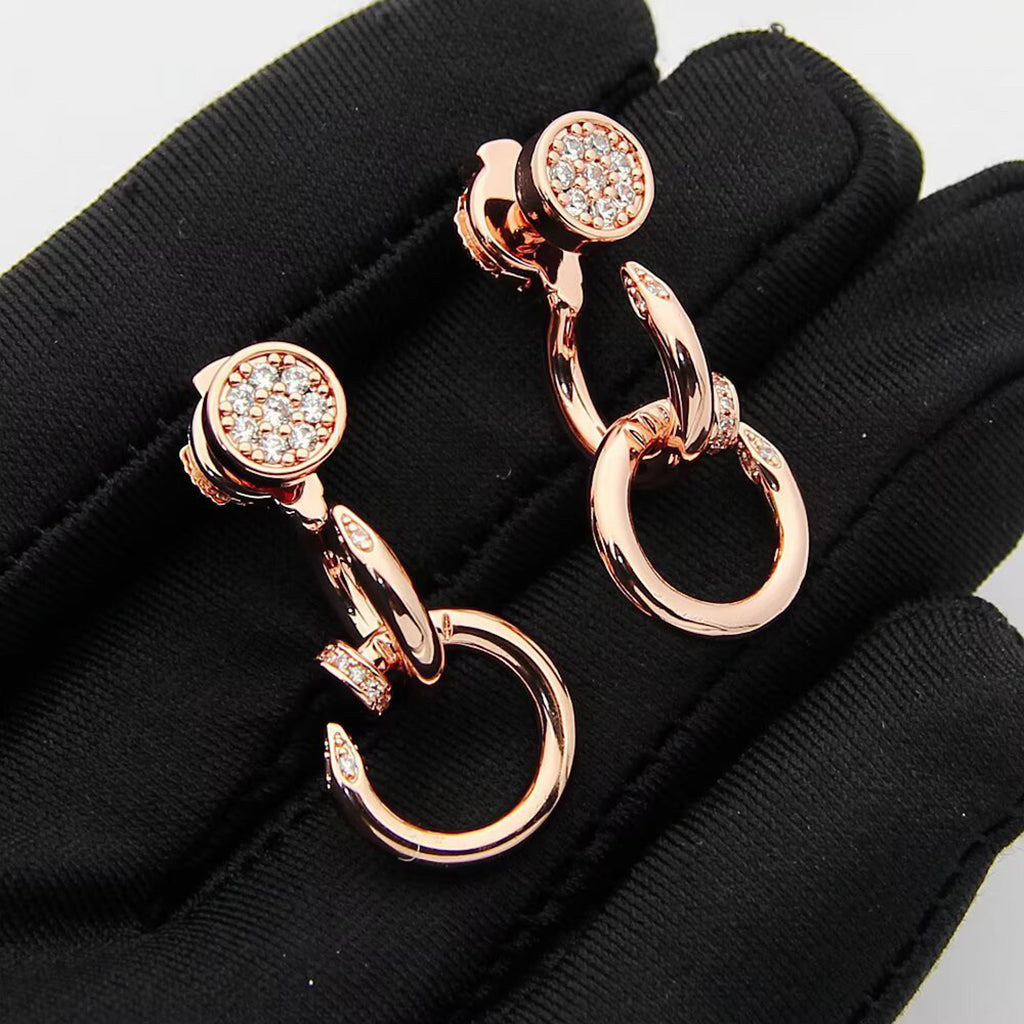 [Okajuri Jewelry] JUSTE HALF DIAMOND DOUBLE EARRINGS