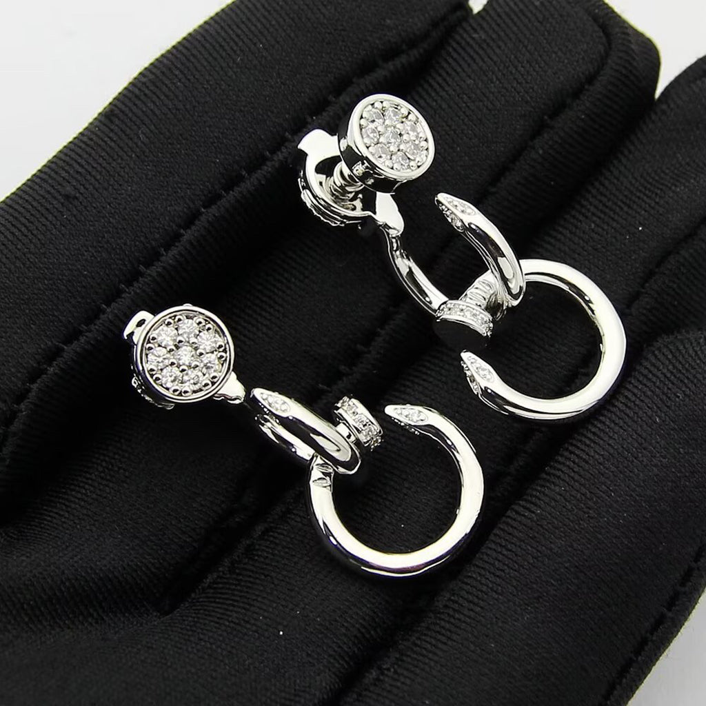 [Okajuri Jewelry] JUSTE HALF DIAMOND DOUBLE EARRINGS