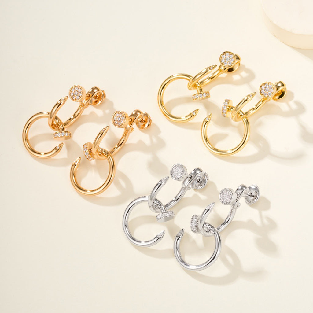 [Okajuri Jewelry] JUSTE HALF DIAMOND DOUBLE EARRINGS