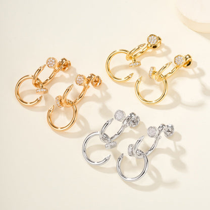 [Okajuri Jewelry] JUSTE HALF DIAMOND DOUBLE EARRINGS