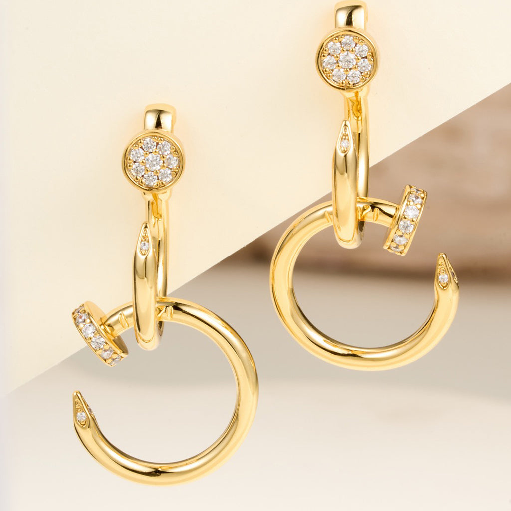 [Okajuri Jewelry] JUSTE HALF DIAMOND DOUBLE EARRINGS