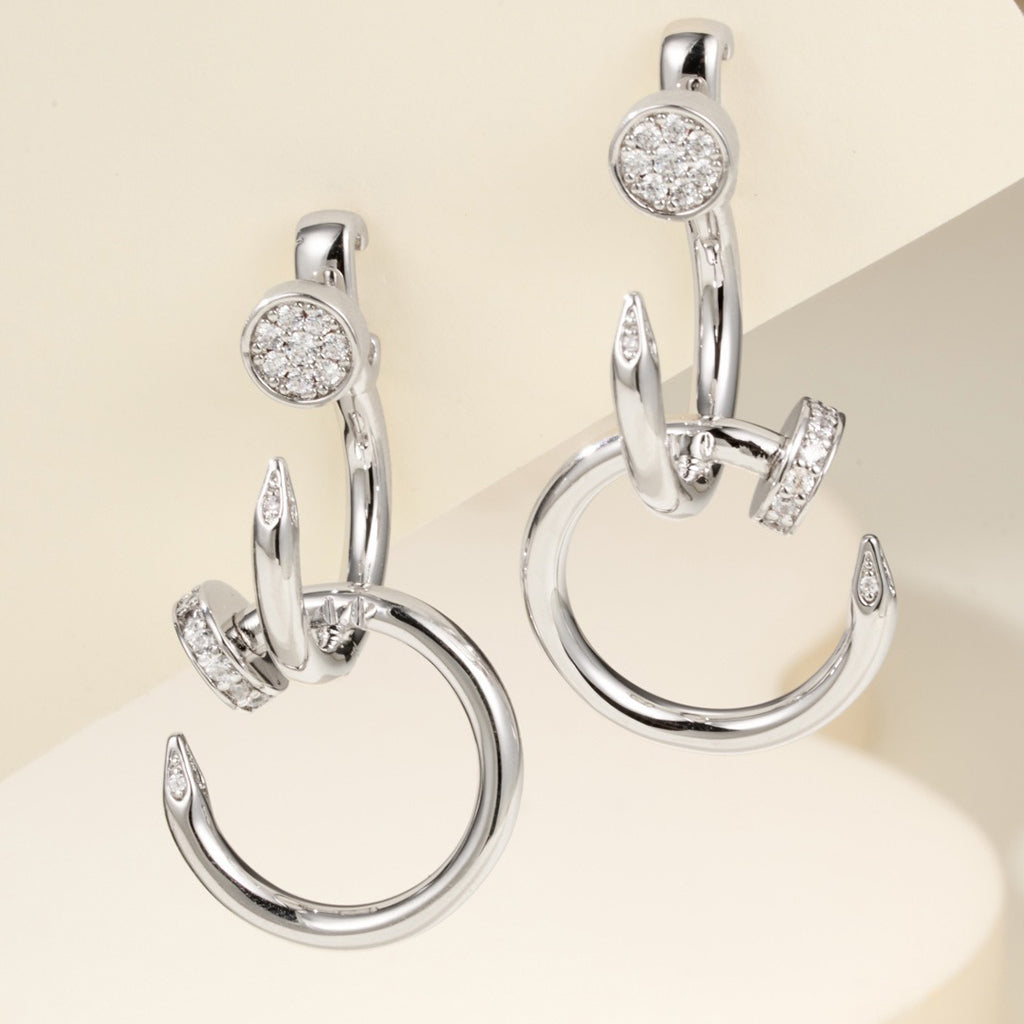 [Okajuri Jewelry] JUSTE HALF DIAMOND DOUBLE EARRINGS