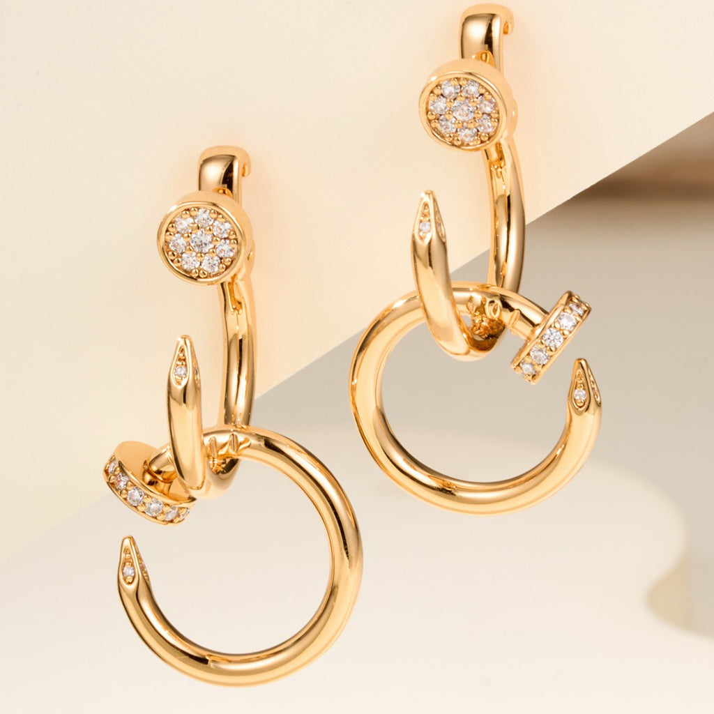 [Okajuri Jewelry] JUSTE HALF DIAMOND DOUBLE EARRINGS