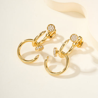 [Okajuri Jewelry] JUSTE HALF DIAMOND DOUBLE EARRINGS