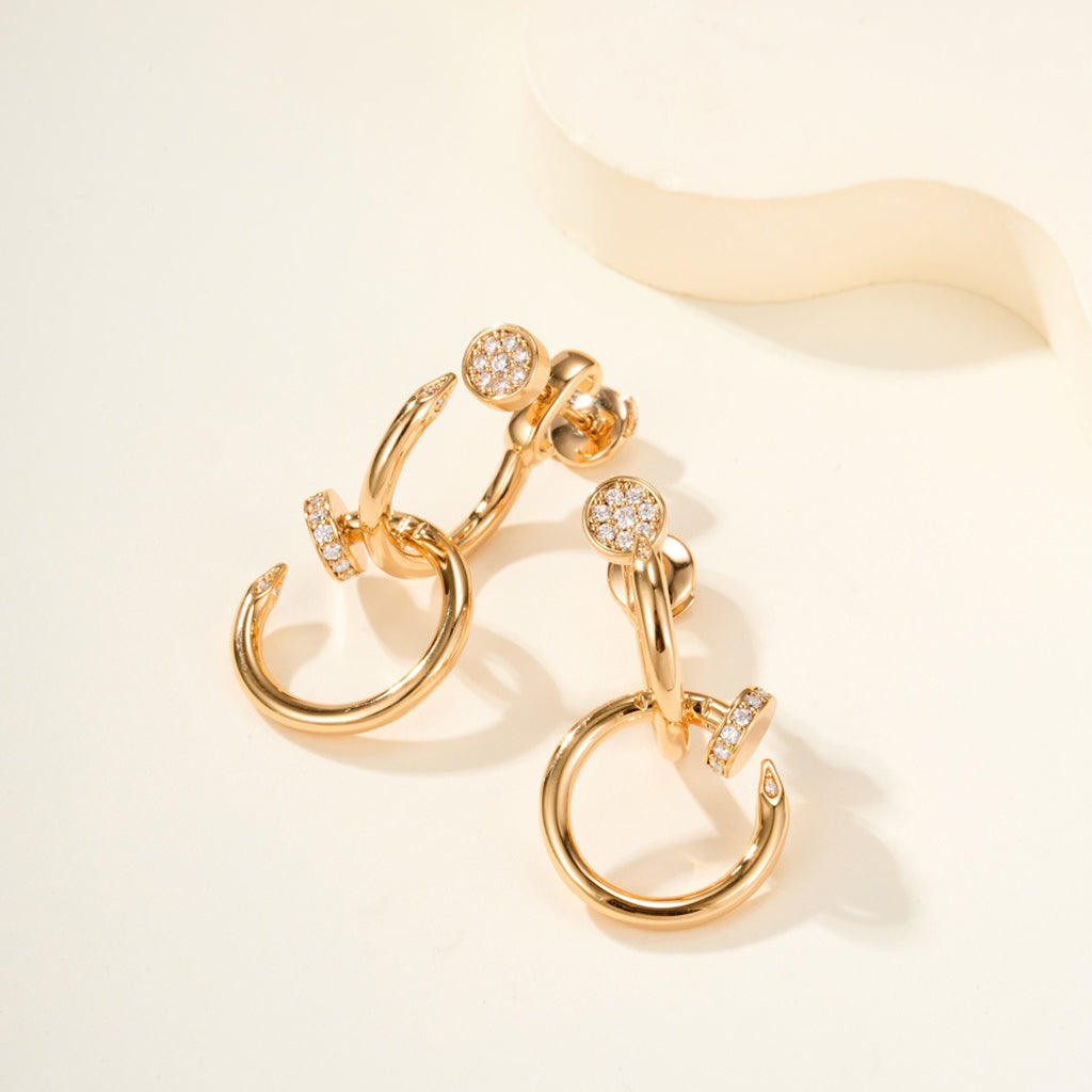 [Okajuri Jewelry] JUSTE HALF DIAMOND DOUBLE EARRINGS