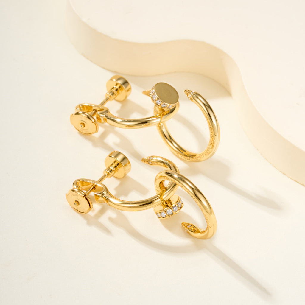 [Okajuri Jewelry] JUSTE HALF DIAMOND DOUBLE EARRINGS