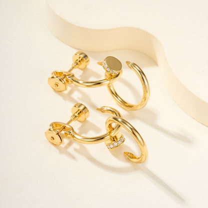 [Okajuri Jewelry] JUSTE HALF DIAMOND DOUBLE EARRINGS