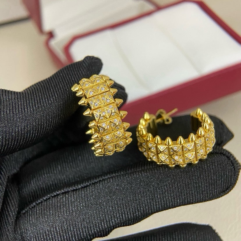 [Okajuri Jewelry] CLASH 9.2MM FULL DIAMOND DOUBLE ROW EARRINGS