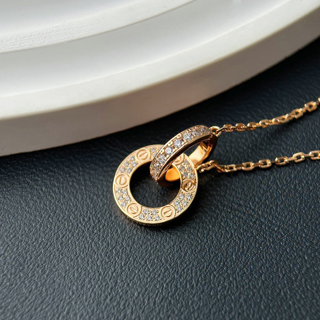 [Okajuri Jewelry] LOVE  FULL DIAMOND PENDANT NECKLACE