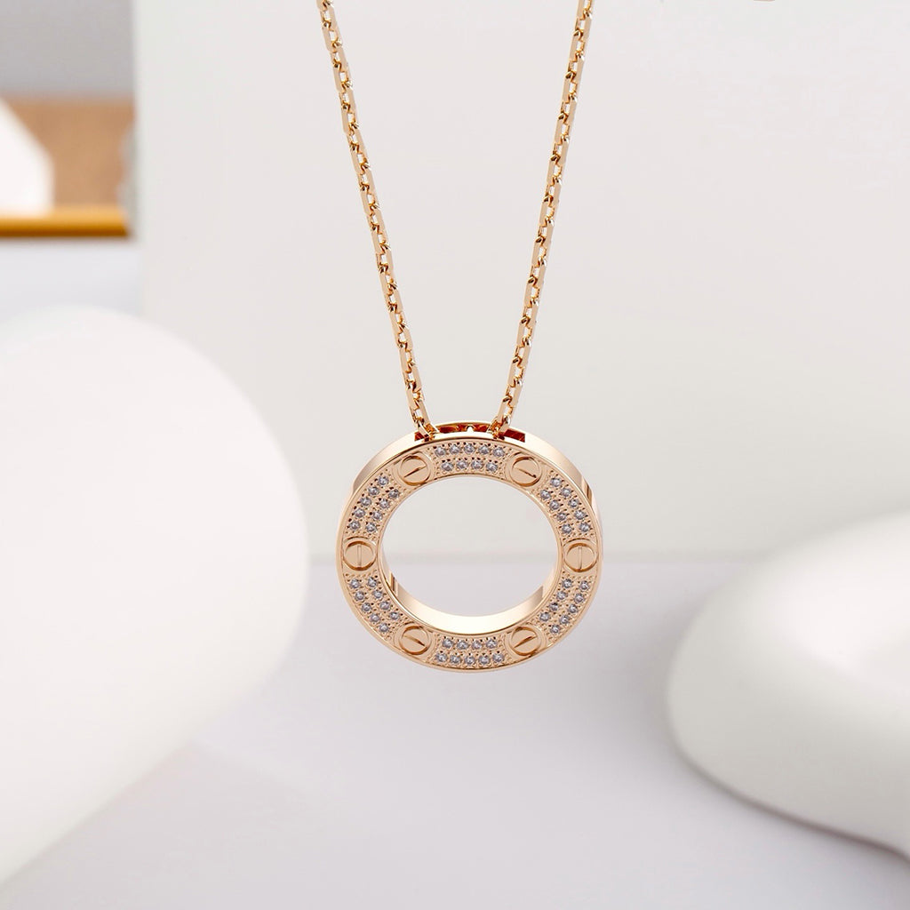 [Okajuri Jewelry] LOVE NECKLACE 16MM  FULL DIAMOND