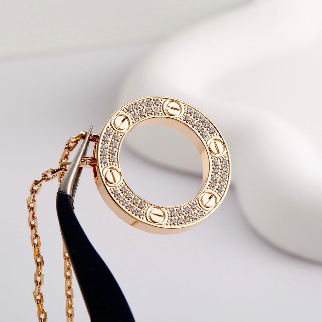 [Okajuri Jewelry] LOVE NECKLACE 16MM  FULL DIAMOND