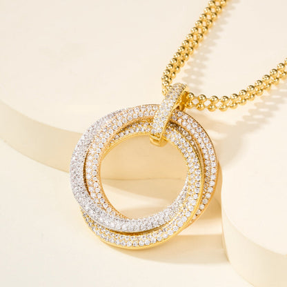 [Okajuri Jewelry] TRINITY LARGE FULL DIAMOND  NECKLACE