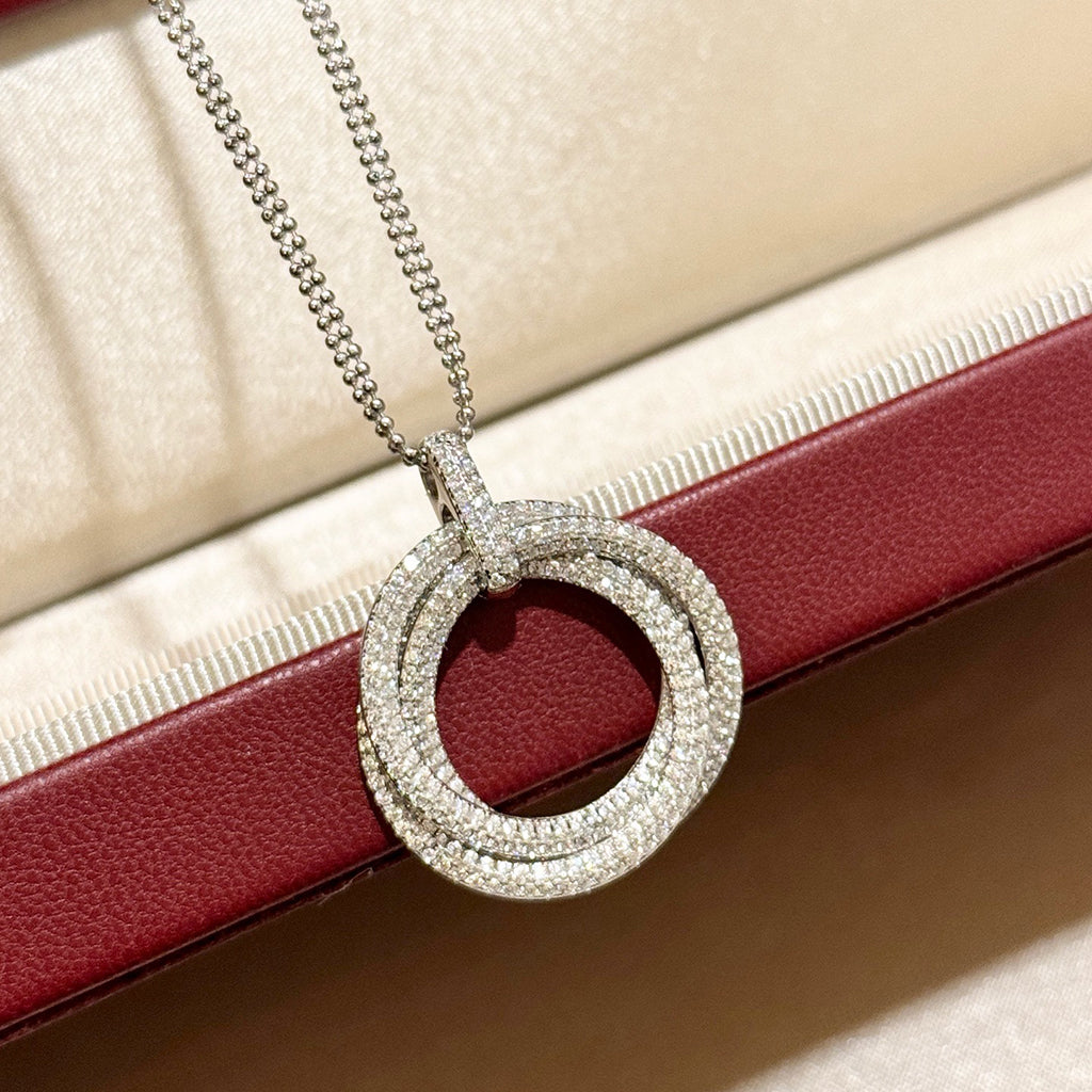 [Okajuri Jewelry] TRINITY LARGE FULL DIAMOND  NECKLACE
