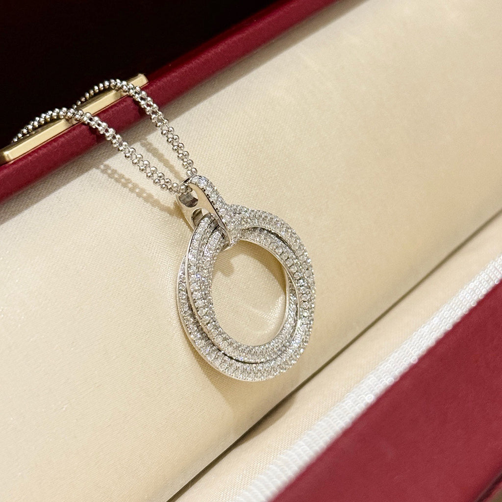 [Okajuri Jewelry] TRINITY LARGE FULL DIAMOND  NECKLACE