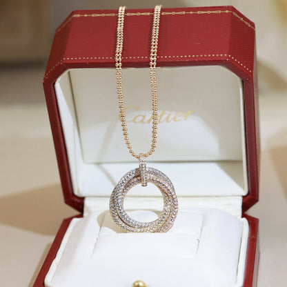 [Okajuri Jewelry] TRINITY LARGE FULL DIAMOND  NECKLACE