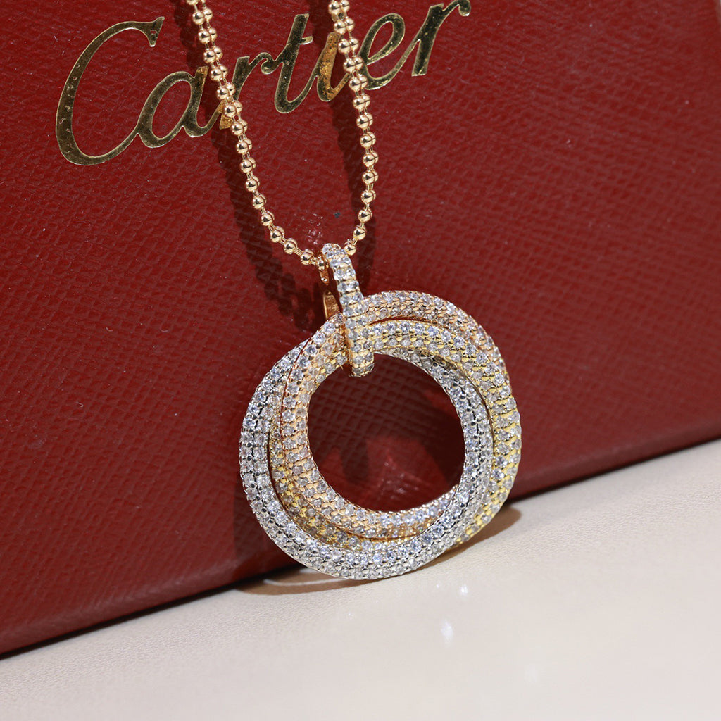 [Okajuri Jewelry] TRINITY LARGE FULL DIAMOND  NECKLACE