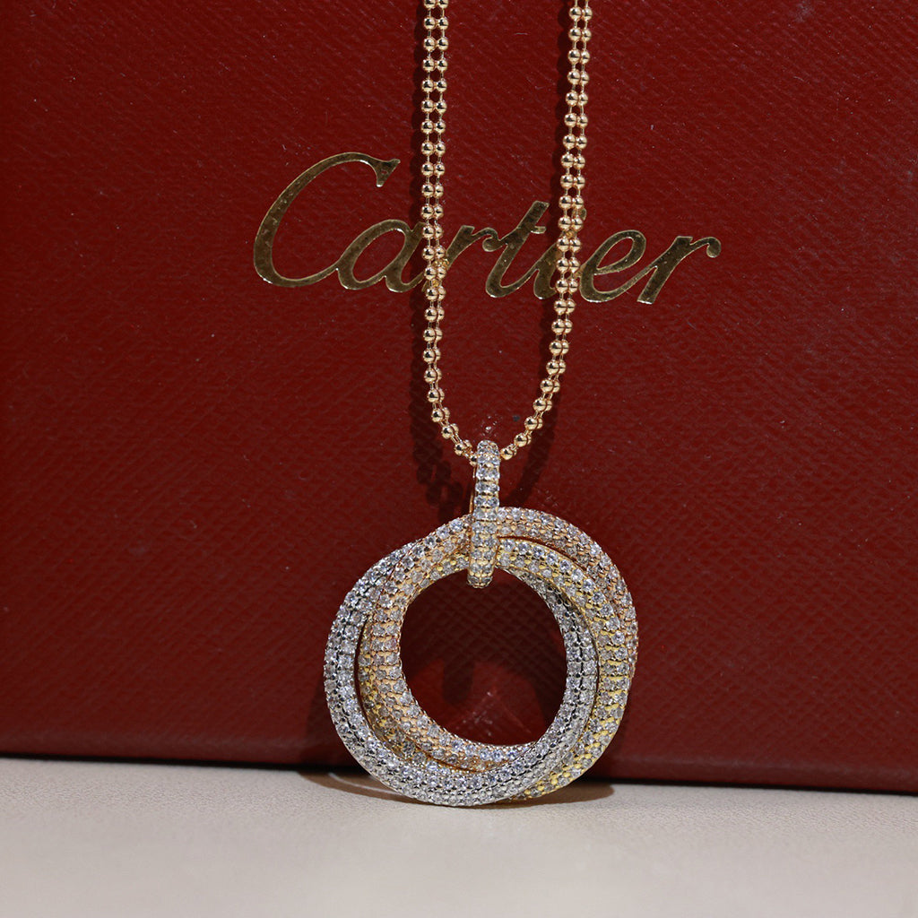 [Okajuri Jewelry] TRINITY LARGE FULL DIAMOND  NECKLACE