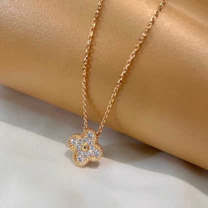 [Okajuri Jewelry]CLOVER 15MM DIAMOND SINGLE FLOWER NECKLACE