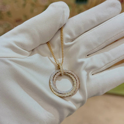 [Okajuri Jewelry] TRINITY LARGE FULL DIAMOND  NECKLACE