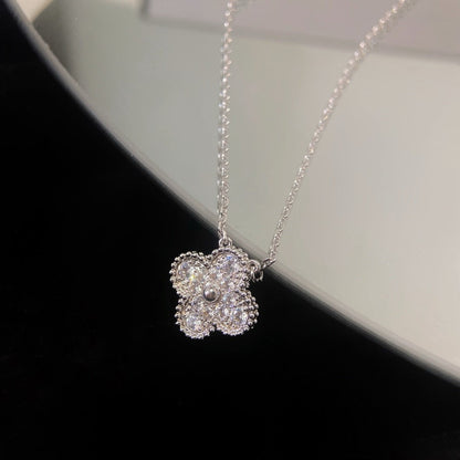 [Okajuri Jewelry]CLOVER 15MM DIAMOND SINGLE FLOWER NECKLACE