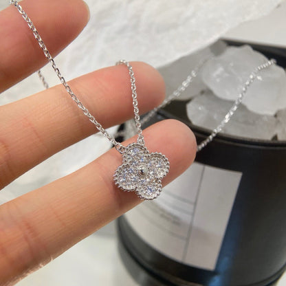 [Okajuri Jewelry]CLOVER 15MM DIAMOND SINGLE FLOWER NECKLACE
