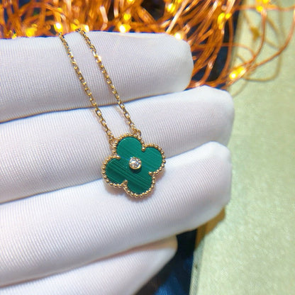 [Okajuri Jewelry]CLOVER 15MM DIAMOND TURQUOISE NECKLACE