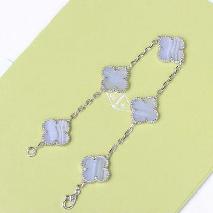 [Okajuri Jewelry] CLOVER 5 MOTIF PURPLE CHALCEDONY BRACELET COLLECTION
