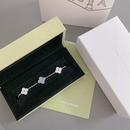 [Okajuri Jewelry]CLOVER  5 MOTIF DIAMOND PURPLE CHALCEDONY BRACELET SILVER