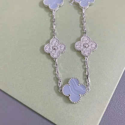 [Okajuri Jewelry] CLOVER 5 MOTIF PURPLE CHALCEDONY BRACELET COLLECTION