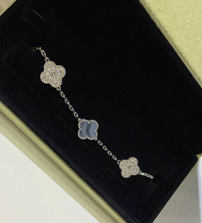 [Okajuri Jewelry] CLOVER 5 MOTIF PURPLE CHALCEDONY BRACELET COLLECTION