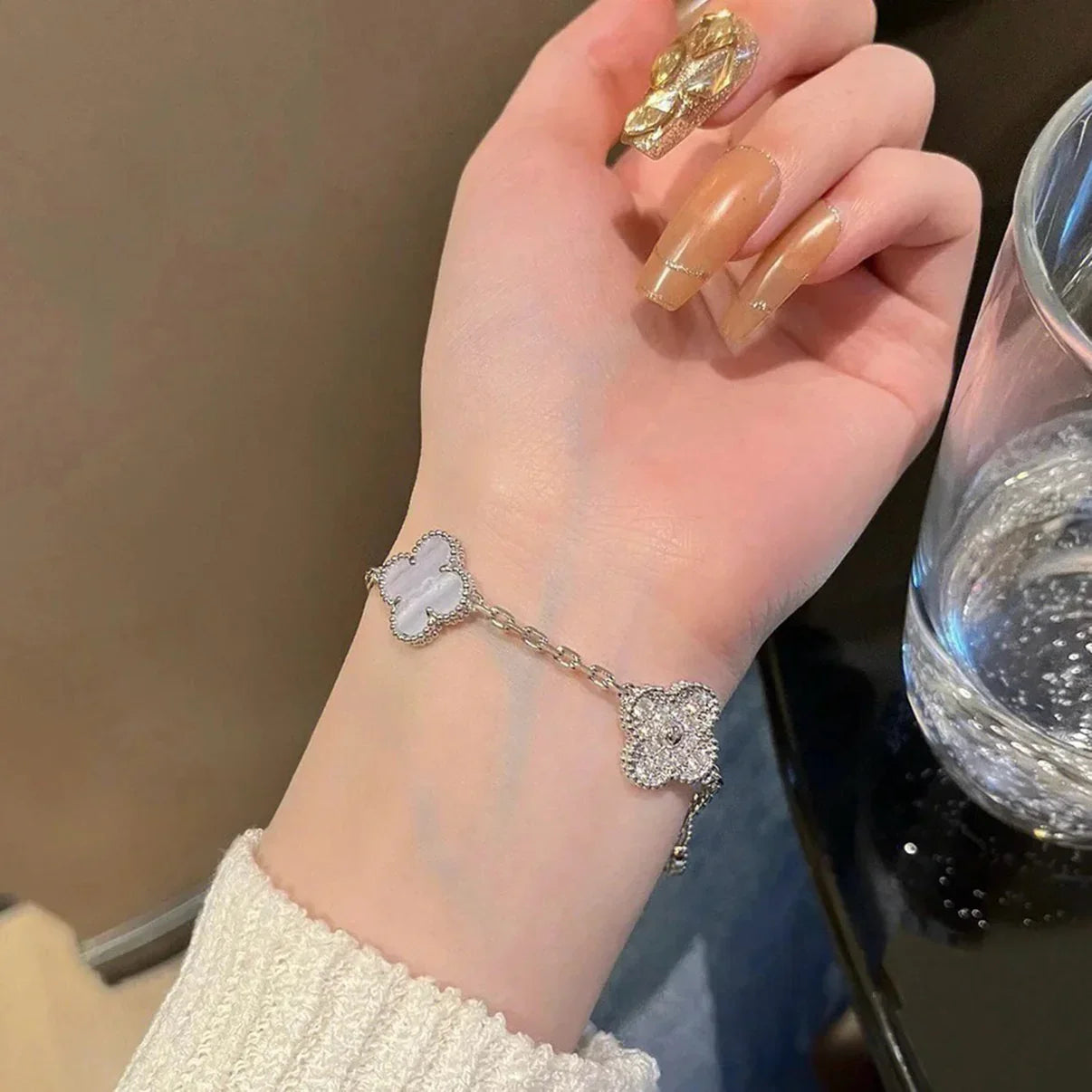 [Okajuri Jewelry] CLOVER 5 MOTIF PURPLE CHALCEDONY BRACELET COLLECTION