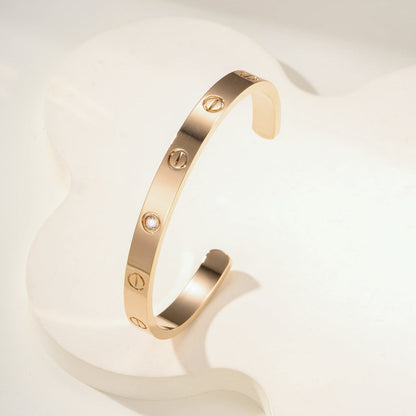 [Okajuri Jewelry] LOVE BRACELET 6.1MM 1 DIAMOND OPEN CUFF