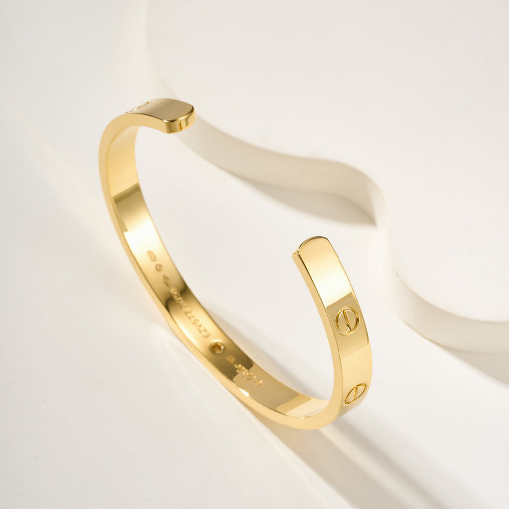[Okajuri Jewelry] LOVE BRACELET 6.1MM 1 DIAMOND OPEN CUFF