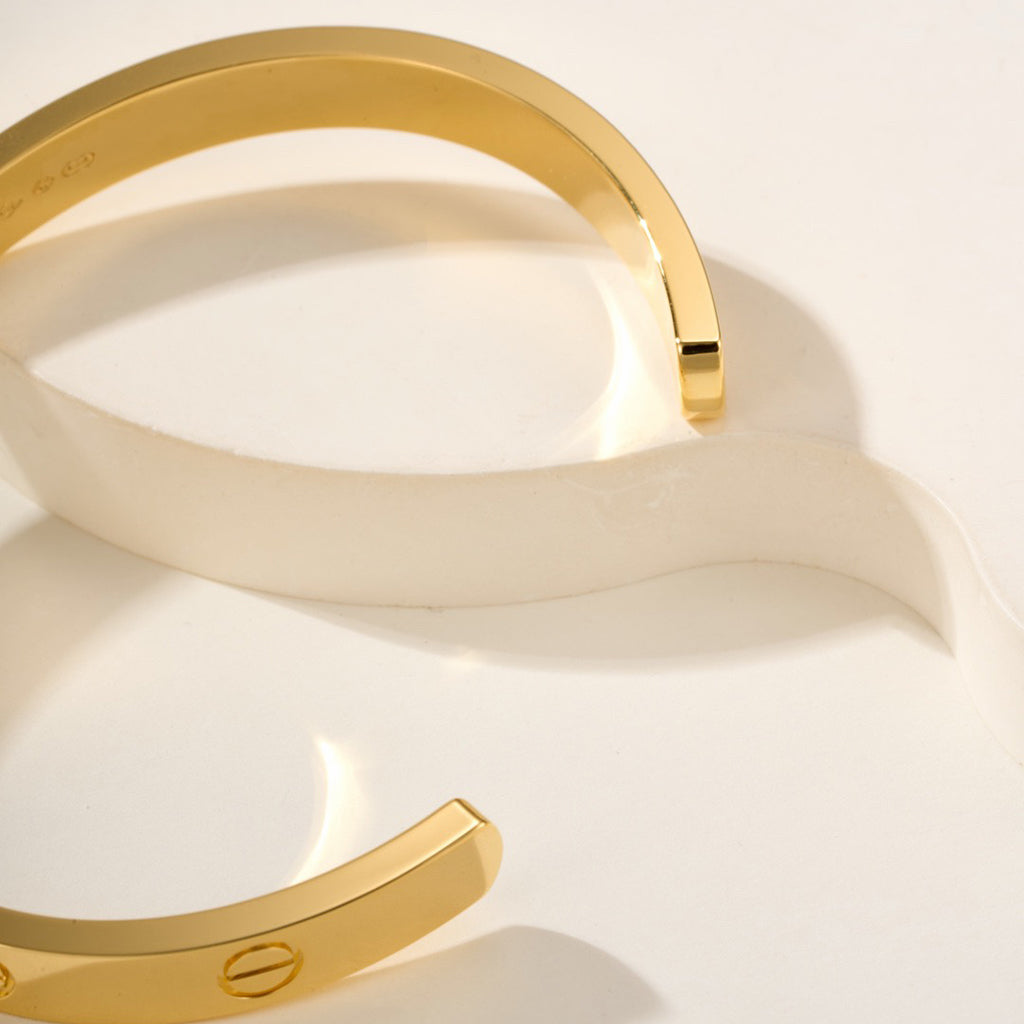 [Okajuri Jewelry] LOVE BRACELET 6.1MM 1 DIAMOND OPEN CUFF
